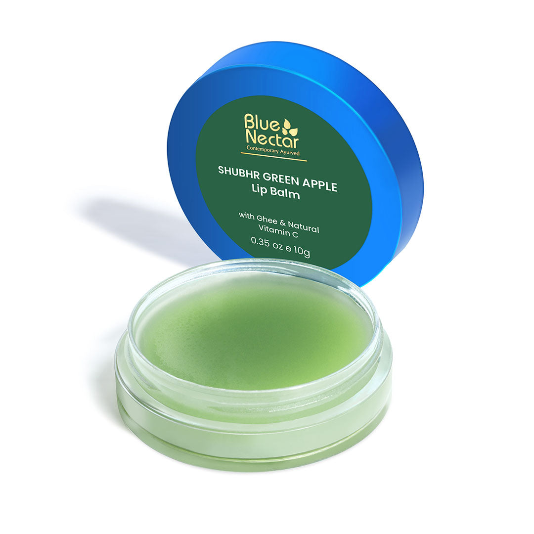 Blue Nectar Shubhr Green Apple Lip Balm & Gloss with Ghee & Natural Vitamin C for Dry Chapped Lips with intense moisturization