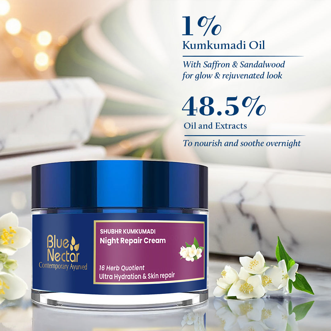 Kumkumadi night repair cream for women | 1% kumkumadi oil & 48.5% oil & extracts