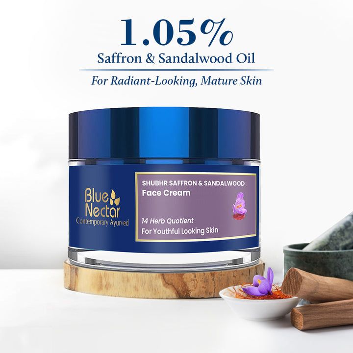 Natural Anti-aging Cream for Women with Saffron and Sandalwood (14 Herbs, 1.7oz)