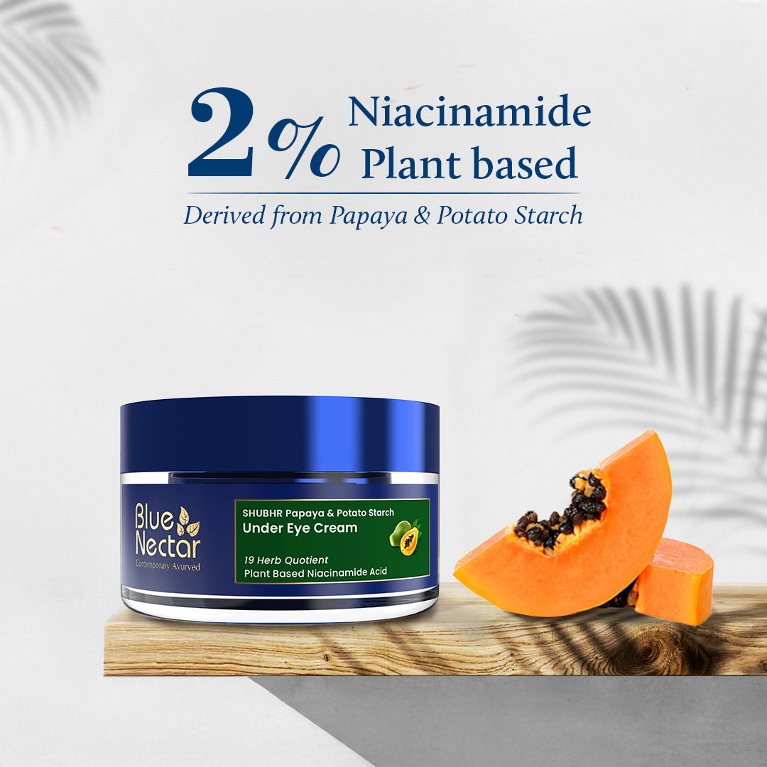 Under Eye Cream with Papaya, Potato Starch & Plant-Based Niacinamide | 18 Herb Blend (0.50 OZ)