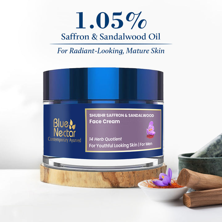 Shubhr Saffron & Sandalwood Anti Aging Cream for Men(14 Herbs, 1.76 oz)