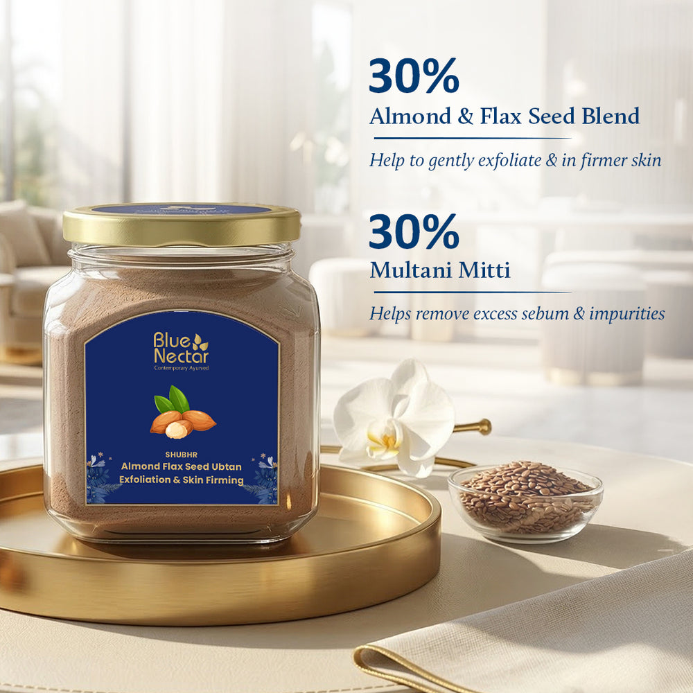 Almond & flax seeds exfoliating ubtan | 30 % Multani mitti