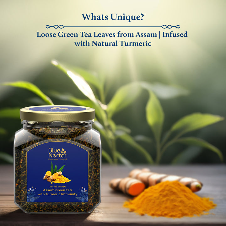 Amritanandi Turmeric Green Tea for Immunity Boost with infuser (50g+15g)