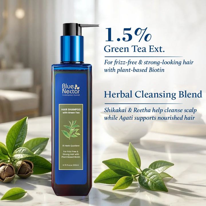 Green Tea Shampoo for Frizz Free Hair | 1.5% Green Tea Ext