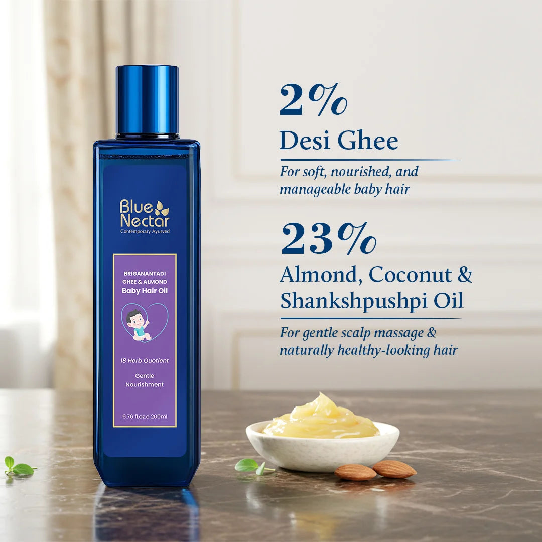 Ayurvedic baby hair oil with 2% ghee