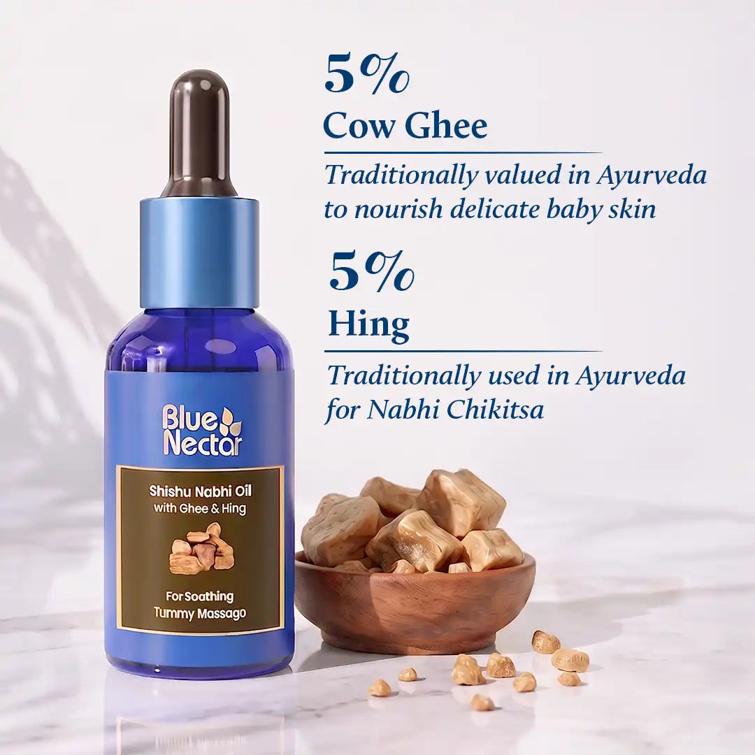 Ayurvedic Baby Belly Button Massage Oil with Ghee & Asafoetida (Hing) | 8 Ayurvedic Herbs