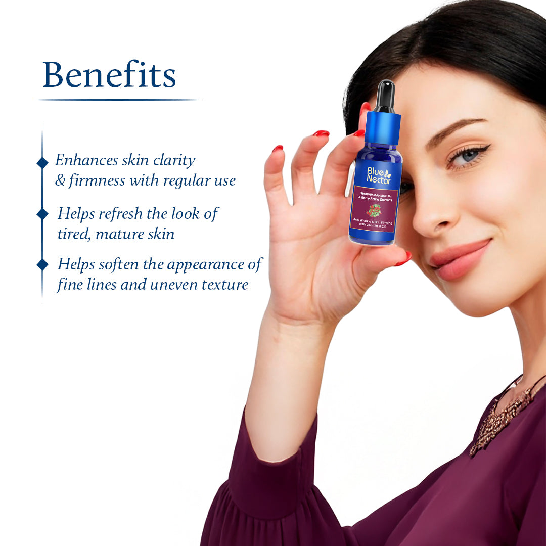 Shubhr Plant Based Vitamin C Face Serum with Manjistha & Berry for Anti Wrinkle & Skin Firming(13 herbs, 1 fl oz)