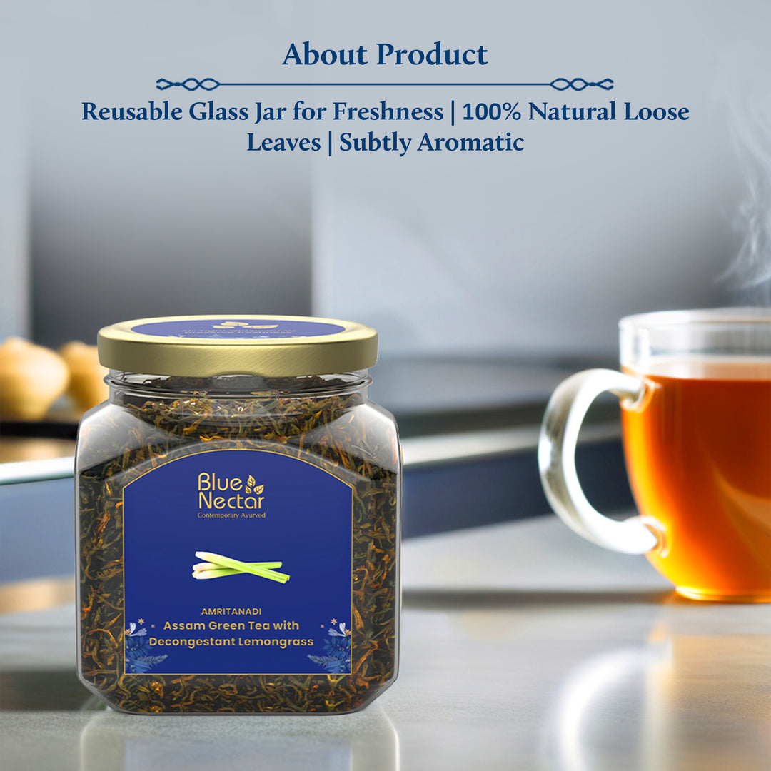 Amritanadi Assam Loose Green Tea with Decongestant Lemongrass
