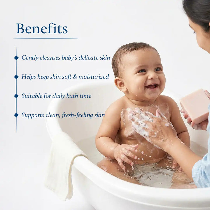 Mridu Snan Baby Soap with Coconut Oil and Ghee for pH Balance | Tear-Free Formula (5.3 oz)