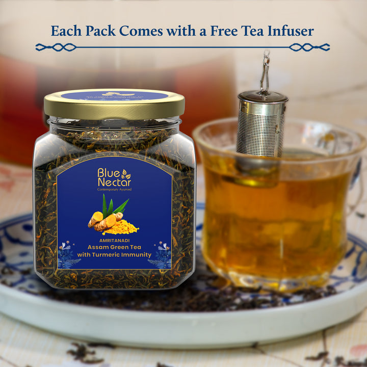 Amritanandi Turmeric Green Tea for Immunity Boost with infuser (50g+15g)