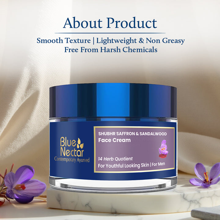 Shubhr Saffron & Sandalwood Anti Aging Cream for Men(14 Herbs, 1.76 oz)