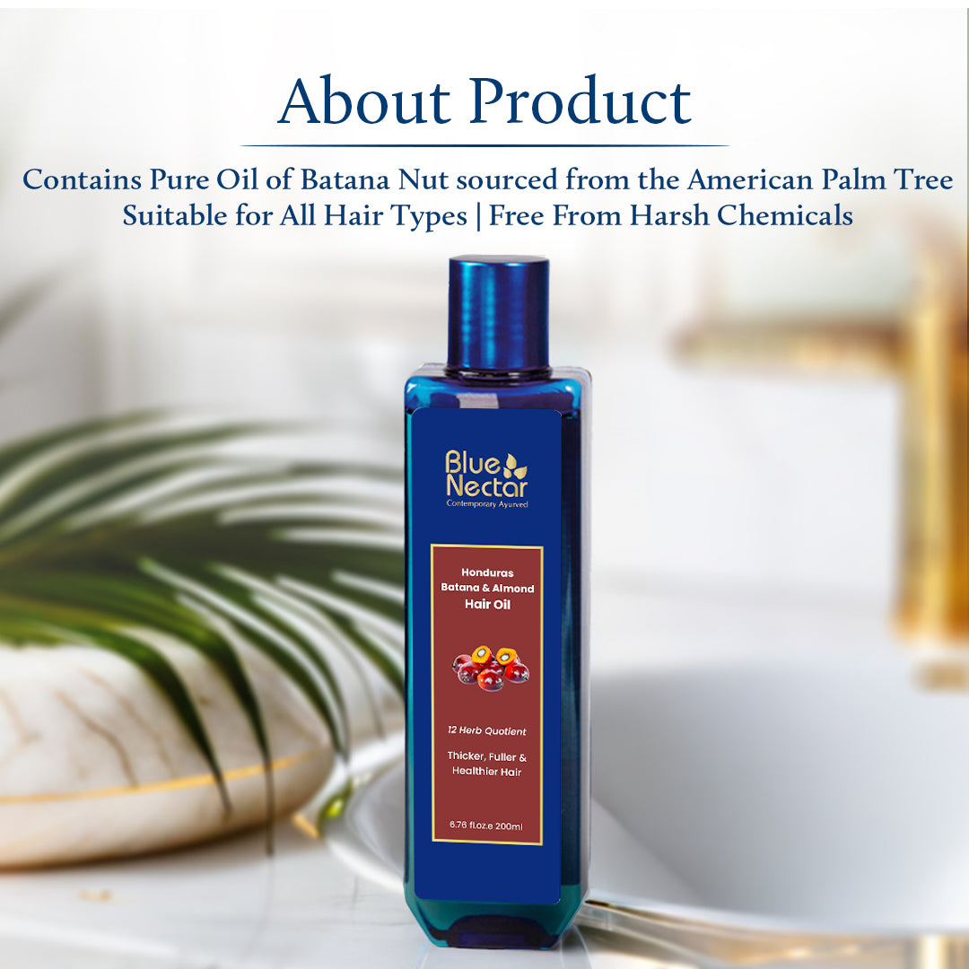 Honduras Almond & Batana Hair Oil for Thicker & Fuller Hair (12 Herbs)(6.8 fl oz)