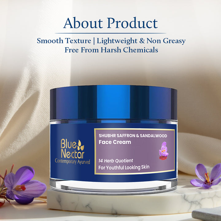 Natural Anti-aging Cream for Women with Saffron and Sandalwood (14 Herbs, 1.7oz)