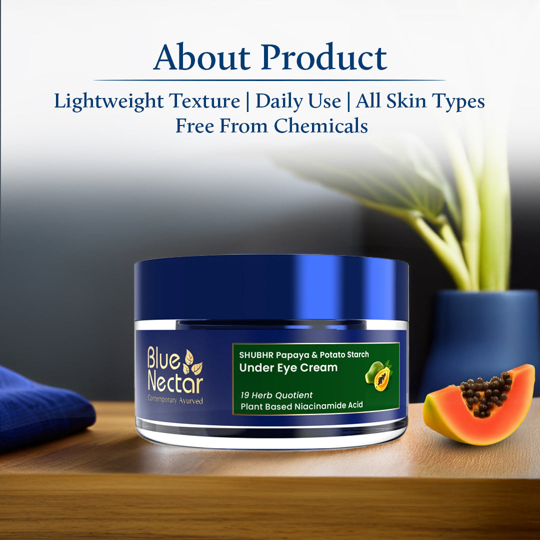Under Eye Cream with Papaya, Potato Starch & Plant-Based Niacinamide | 18 Herb Blend (0.50 OZ)