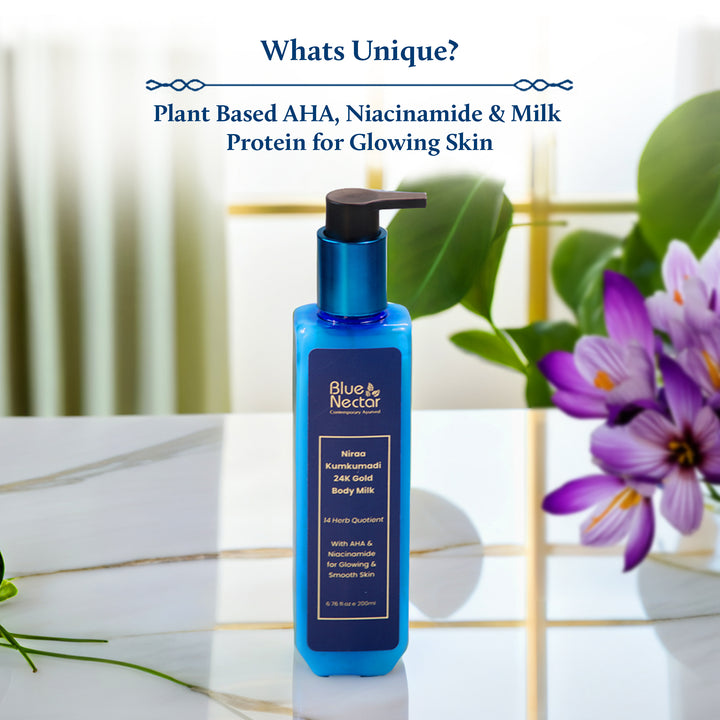 24K Gold body milk with plant based AHA & Niacinamide for Glowing Skin