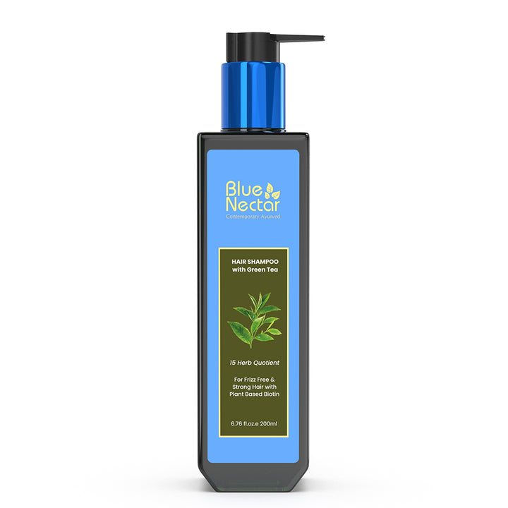 Green tea hair shampoo, hair serum and hair mask for silky, smooth hair.