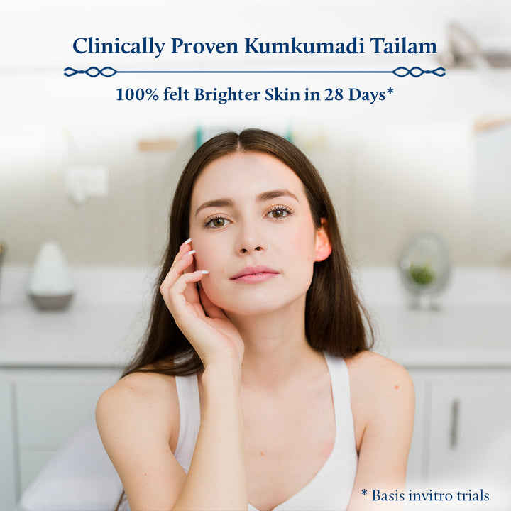 Kumkumadi face serum for skin brightening and firming.