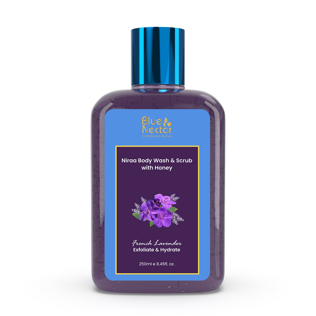 Niraa French Lavender Tan Removal Body Wash & Scrub for Women & Men (250ml)