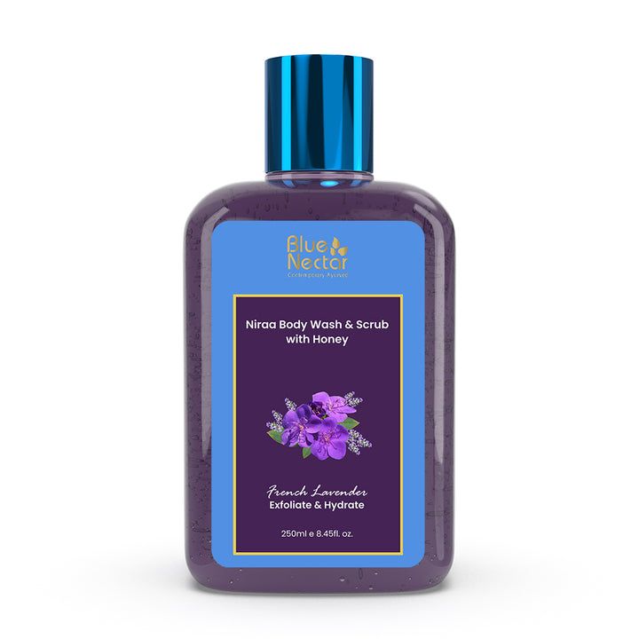 Niraa French Lavender Tan Removal Body Wash & Scrub for Women & Men (250ml)