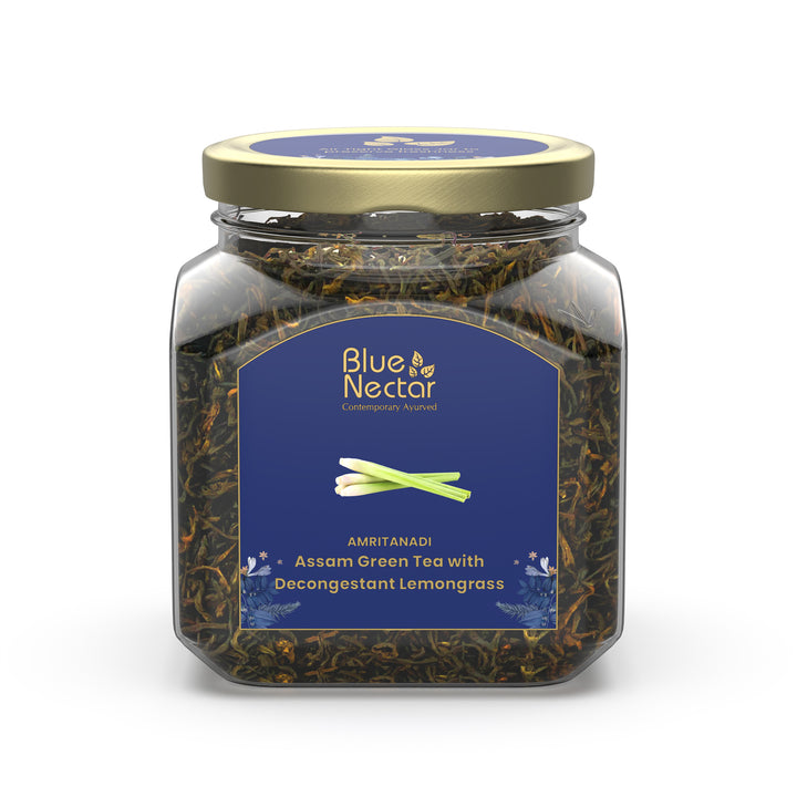 Amritanadi Assam Loose Green Tea with Decongestant Lemongrass