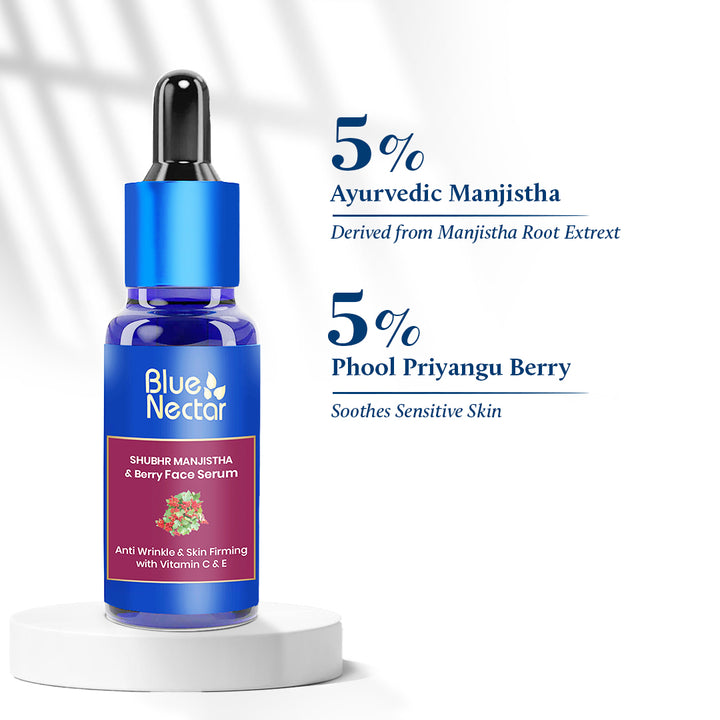 Manjistha & berry face serum with 5% mjistha and 5% berry.