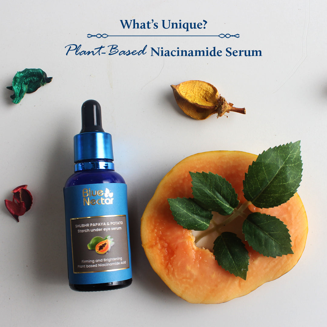 Shubhr Plant Based Niacinamide Under Eye Serum with Papaya & Potato Starch for firming & brightening (17 herbs,30ml)