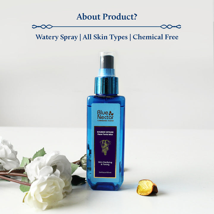 Shubhr Steam Distilled Vetiver Toner & Face Tonic Mist for all skin types, chemical free mist.