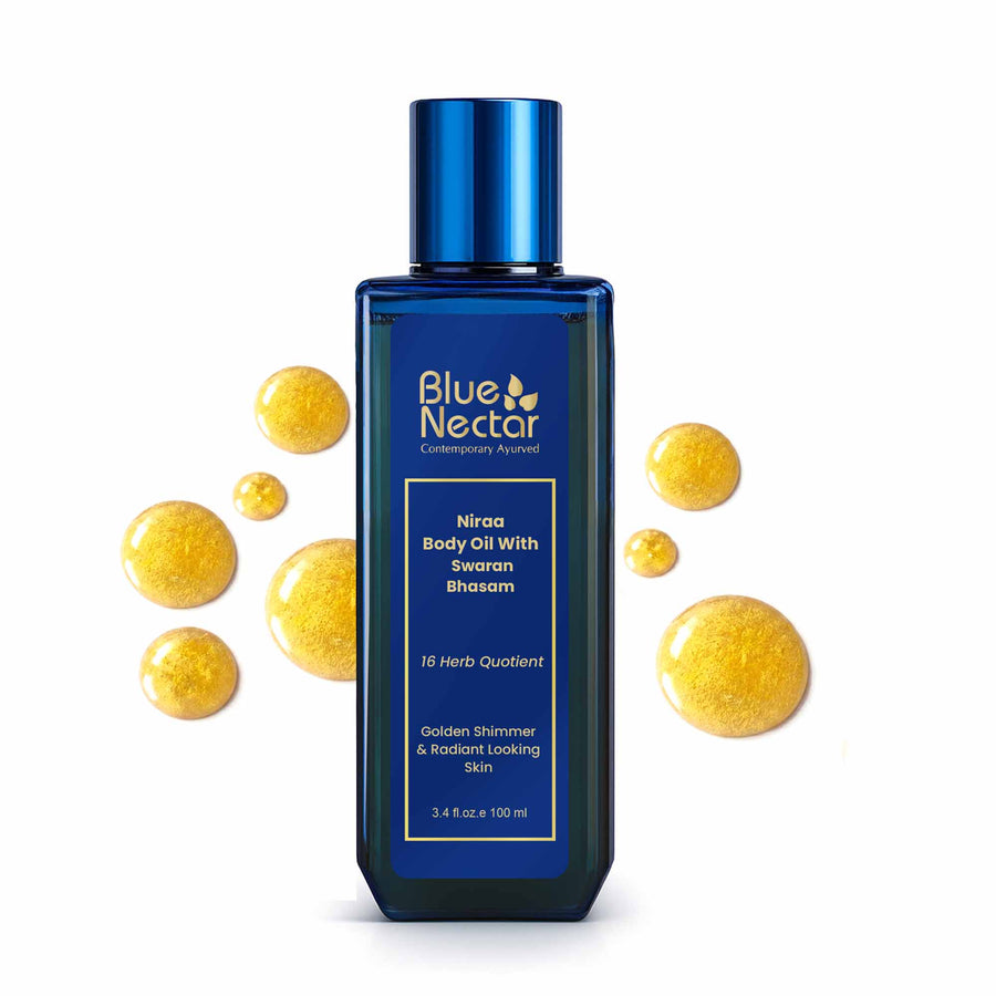 Shimmer body oil with gold ash