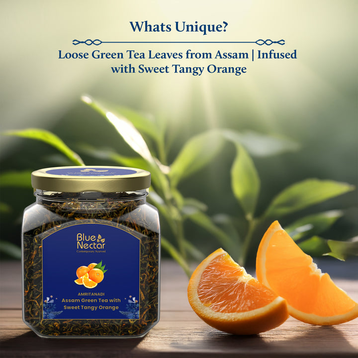 Assam orange green tea leaves with sweet tangy flavor