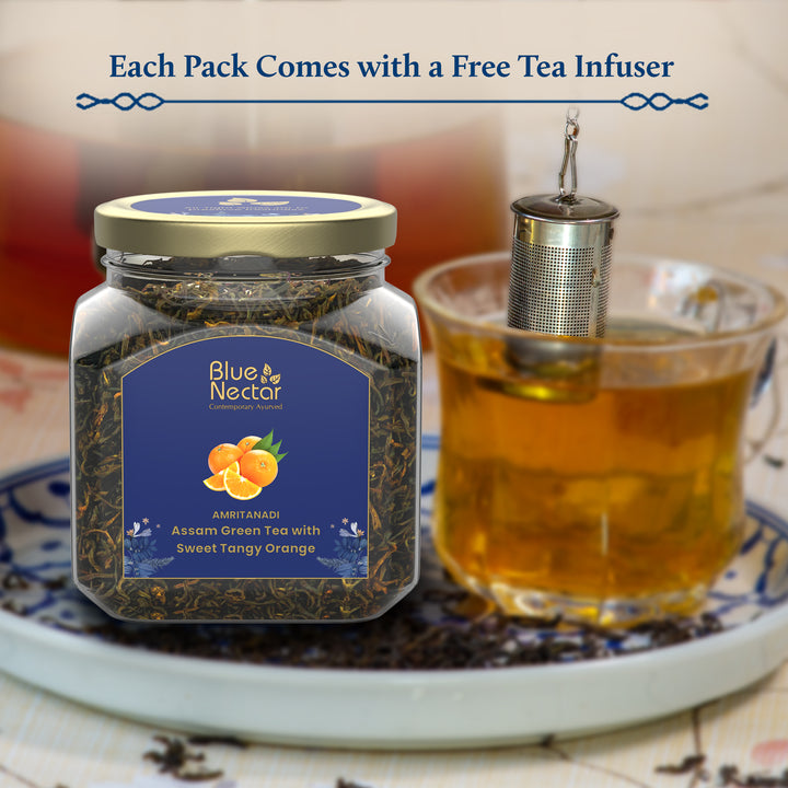 Assam orange green tea leaves with free tea infuser