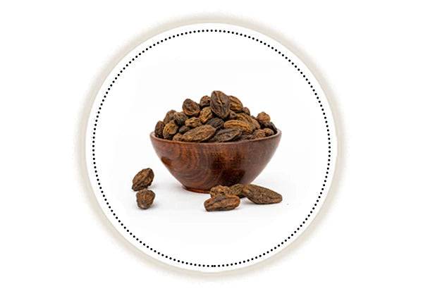 Wooden bowl filled with Harad on a white background