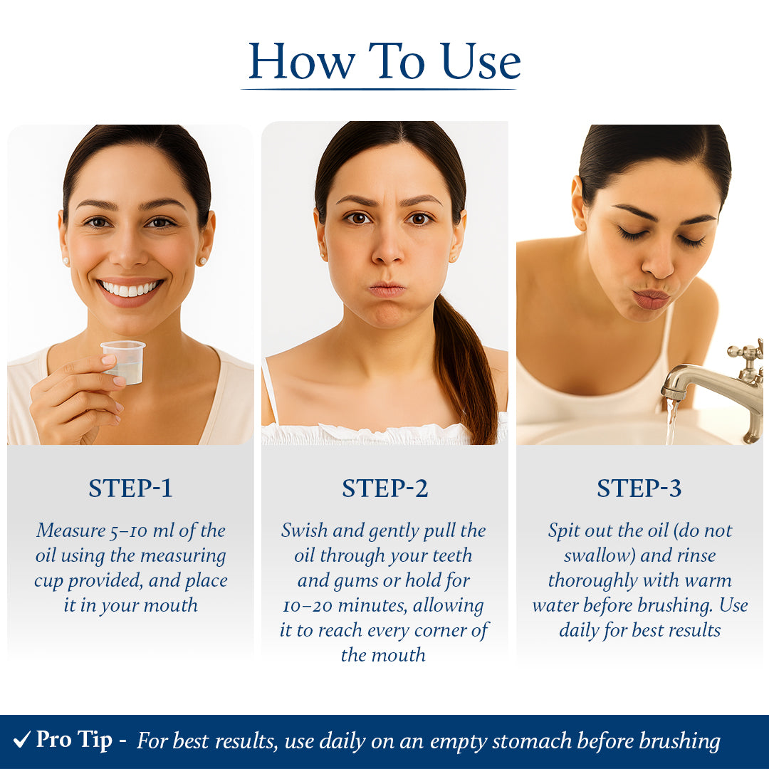 Ayurvedic Oil Pulling Mouthwash with Coconut and Sesame Oil for Oral Care & Fresh Breath(9 Herbs)