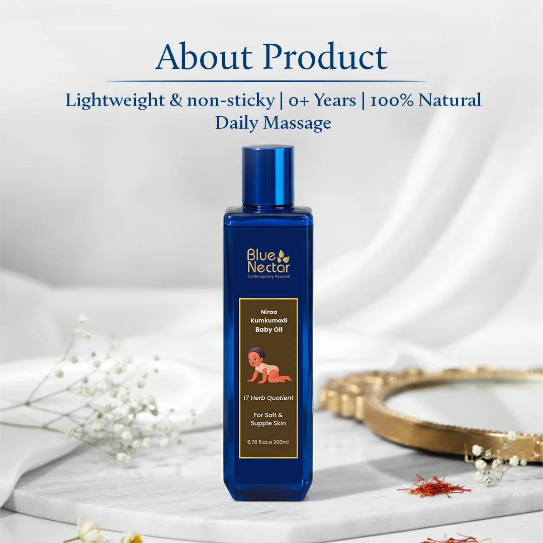 Kumkumadi Baby Body Oil with Organic Ghee for Glowing Skin (17 Herbs)