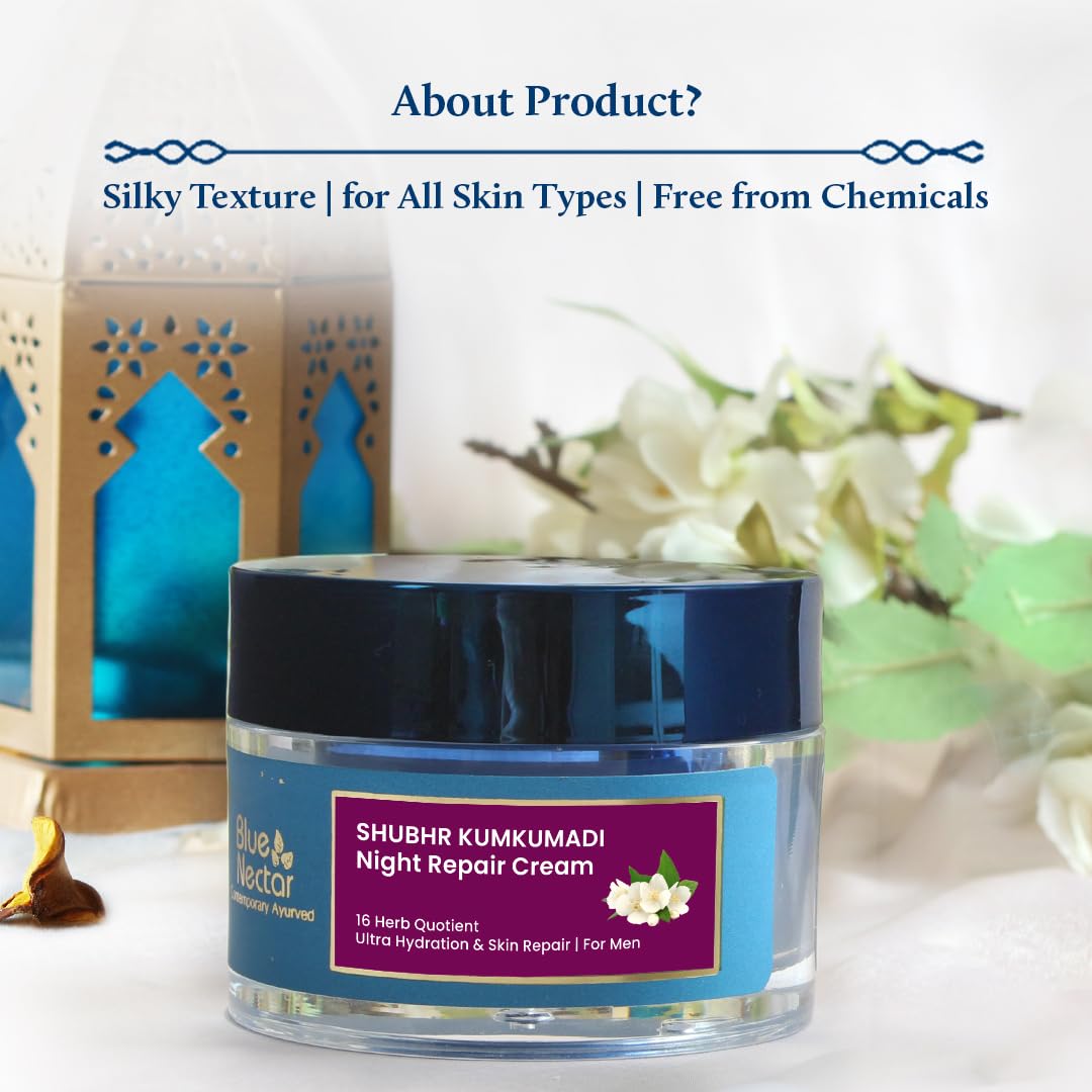 Kumkumadi night repair cream for women is chemical free and suitable for all skin types