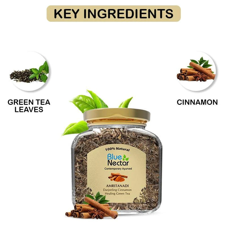 Amritanadi Darjeeling Healing & Slimming Green Tea with Cinnamon (50g | 25 cups) - Blue Nectar Products